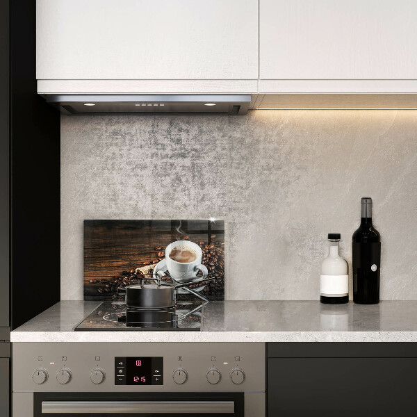 Sklenený kryt za sporák Šálka a kávové zrná