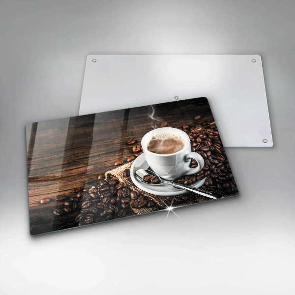 Sklenený kryt za sporák Šálka a kávové zrná