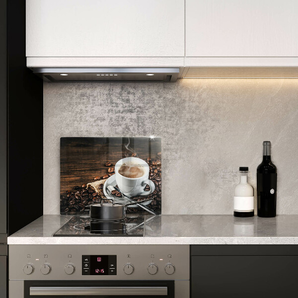 Sklenený kryt za sporák Šálka a kávové zrná