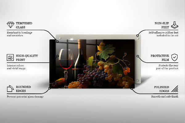 Kryt na plynový sporák Pohár vína a hrozna