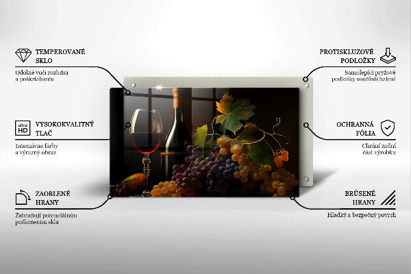 Kryt na plynový sporák Pohár vína a hrozna