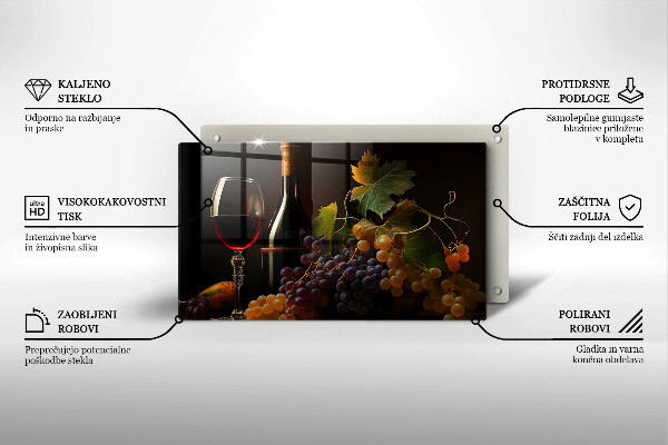 Kryt na plynový sporák Pohár vína a hrozna