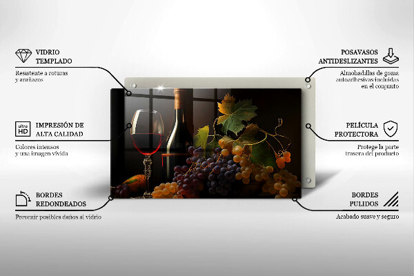 Kryt na plynový sporák Pohár vína a hrozna