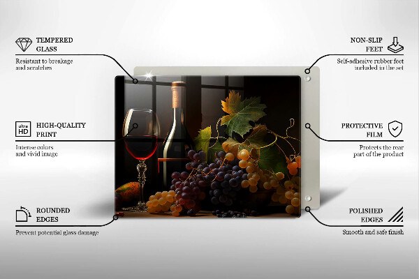 Kryt na plynový sporák Pohár vína a hrozna