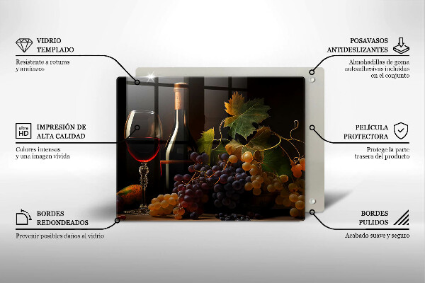 Kryt na plynový sporák Pohár vína a hrozna