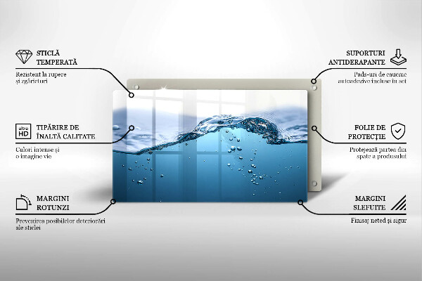 Sklenený kryt za sporák Modrá voda