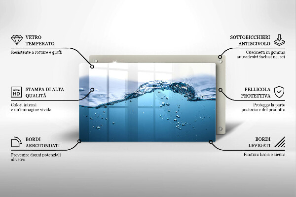 Sklenený kryt za sporák Modrá voda