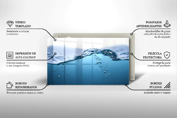 Sklenený kryt za sporák Modrá voda