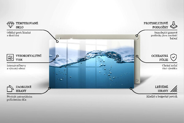 Sklenený kryt za sporák Modrá voda