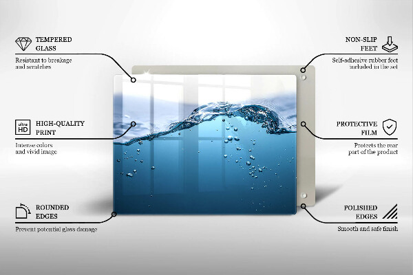 Sklenený kryt za sporák Modrá voda