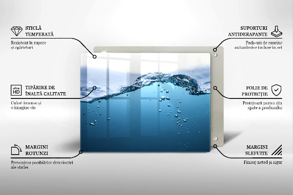 Sklenený kryt za sporák Modrá voda