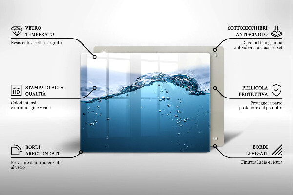 Sklenený kryt za sporák Modrá voda