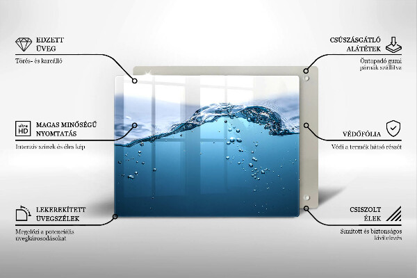 Sklenený kryt za sporák Modrá voda