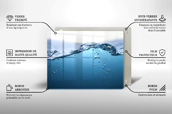 Sklenený kryt za sporák Modrá voda