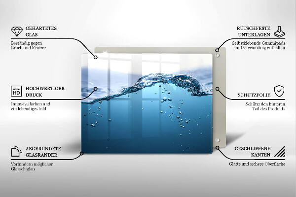 Sklenený kryt za sporák Modrá voda