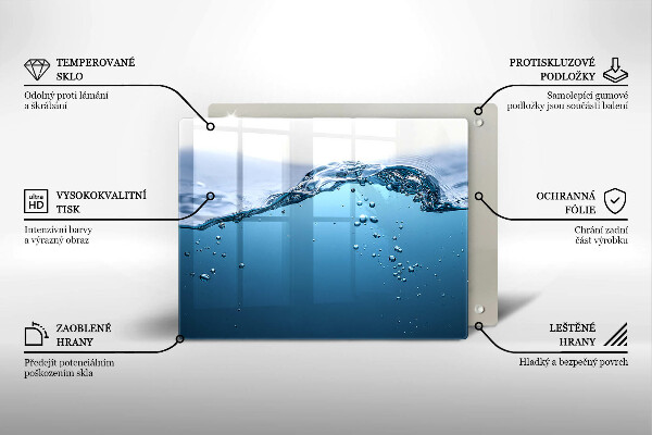 Sklenený kryt za sporák Modrá voda