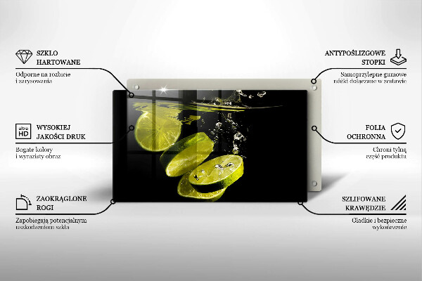 Sklenený kryt za sporák Limetky vo vode