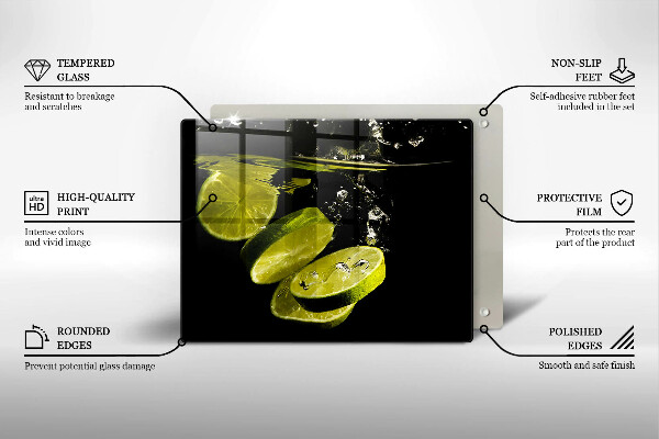 Sklenený kryt za sporák Limetky vo vode