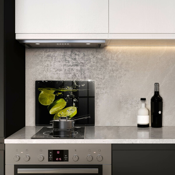 Sklenený kryt za sporák Limetky vo vode