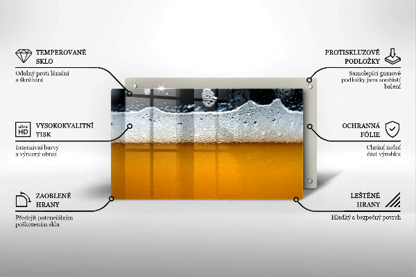 Sklenený kryt za sporák Pite pivnú penu