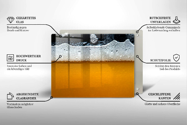 Sklenený kryt za sporák Pite pivnú penu