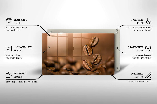 Sklenený kryt za sporák Kávové zrná