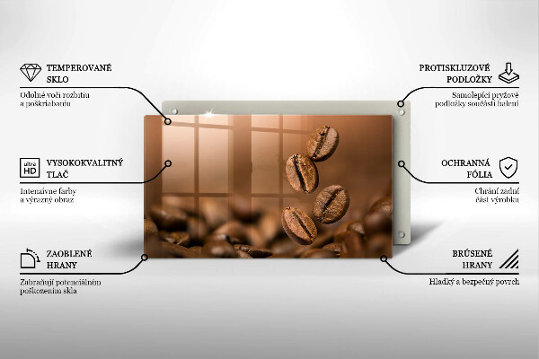 Sklenený kryt za sporák Kávové zrná