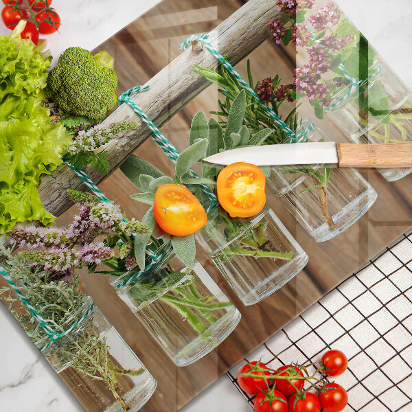 Krycia doska na sklokeramickú varnú dosku Bylinky rastliny ročník