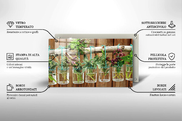 Krycia doska na sklokeramickú varnú dosku Bylinky rastliny ročník
