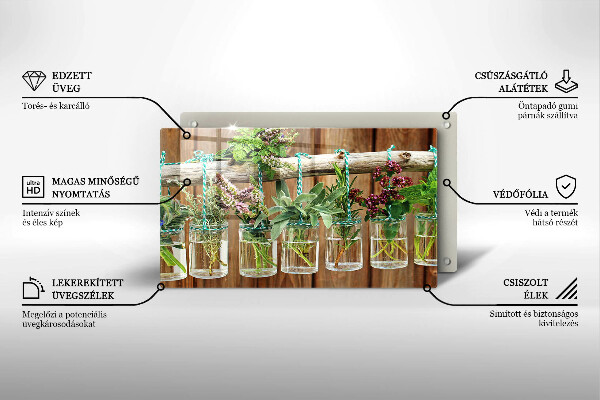 Krycia doska na sklokeramickú varnú dosku Bylinky rastliny ročník