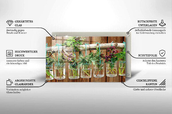 Krycia doska na sklokeramickú varnú dosku Bylinky rastliny ročník