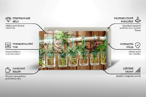 Krycia doska na sklokeramickú varnú dosku Bylinky rastliny ročník