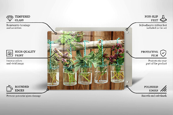 Krycia doska na sklokeramickú varnú dosku Bylinky rastliny ročník