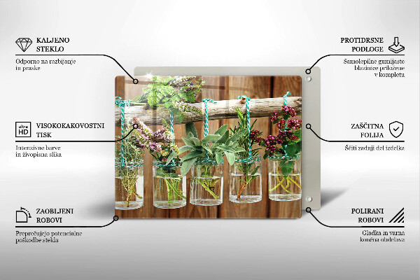 Krycia doska na sklokeramickú varnú dosku Bylinky rastliny ročník