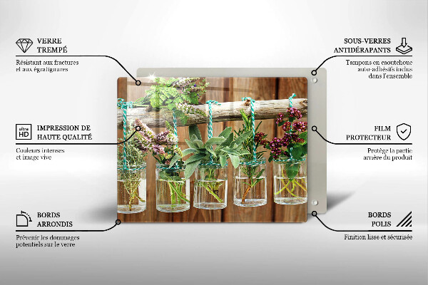 Krycia doska na sklokeramickú varnú dosku Bylinky rastliny ročník