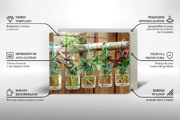 Krycia doska na sklokeramickú varnú dosku Bylinky rastliny ročník