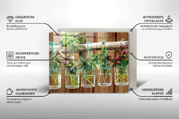 Krycia doska na sklokeramickú varnú dosku Bylinky rastliny ročník