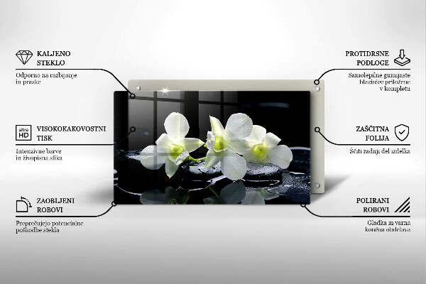 Kryt na plynový sporák Biele kvety v zenovej vode