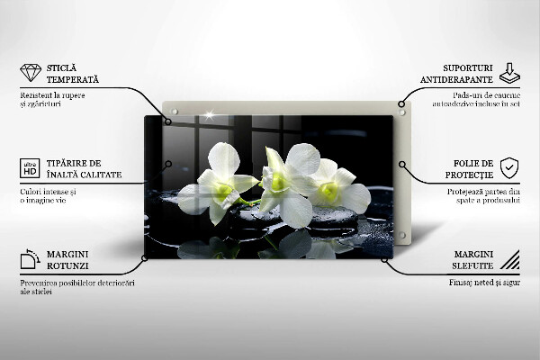 Kryt na plynový sporák Biele kvety v zenovej vode