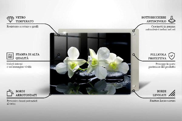 Kryt na plynový sporák Biele kvety v zenovej vode