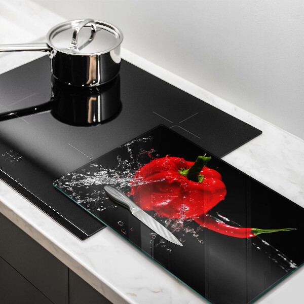 Kryt na plynový sporák Červená paprika vo vode