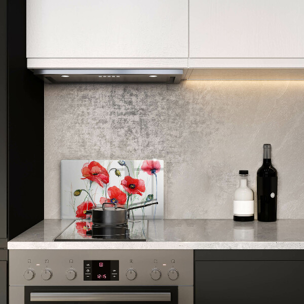 Kryt na plynový sporák Červené kvety maku