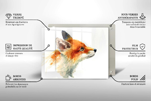 Krycia doska na sklokeramickú varnú dosku Maľovaná líška