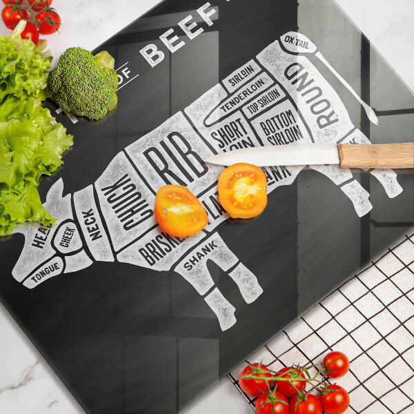 Sklenený kryt za sporák Kravské mäso hovädzie mäso