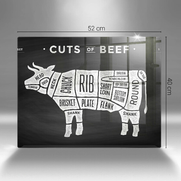 Sklenený kryt za sporák Kravské mäso hovädzie mäso