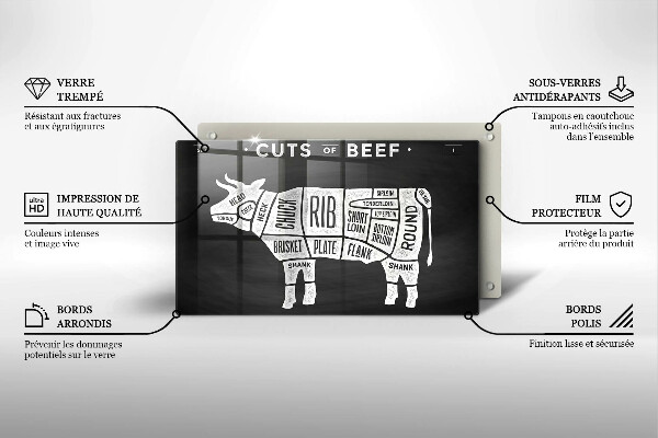 Sklenený kryt za sporák Kravské mäso hovädzie mäso