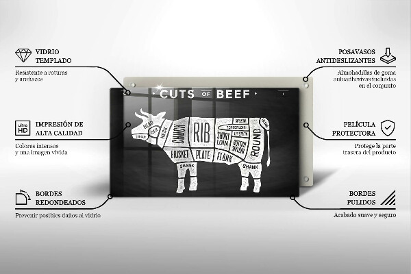 Sklenený kryt za sporák Kravské mäso hovädzie mäso