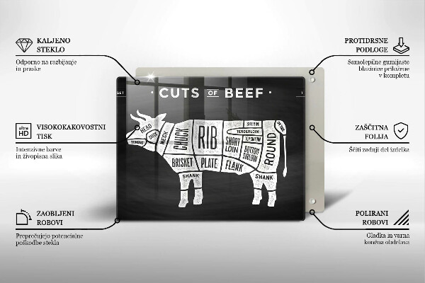 Sklenený kryt za sporák Kravské mäso hovädzie mäso