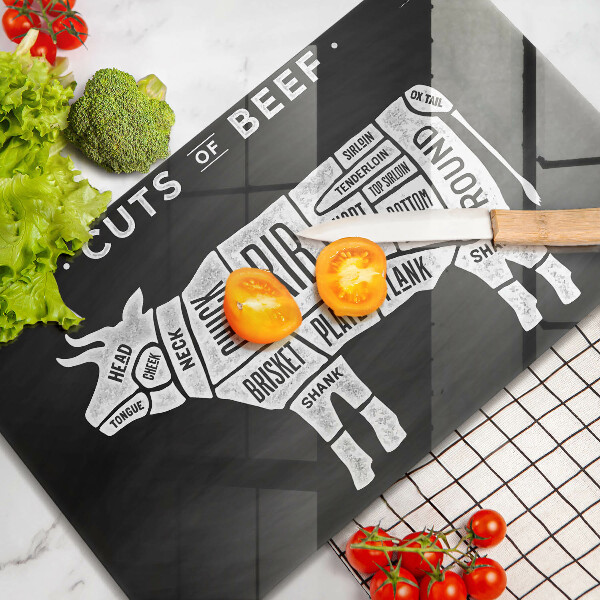 Sklenený kryt za sporák Kravské mäso hovädzie mäso