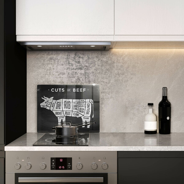 Sklenený kryt za sporák Kravské mäso hovädzie mäso